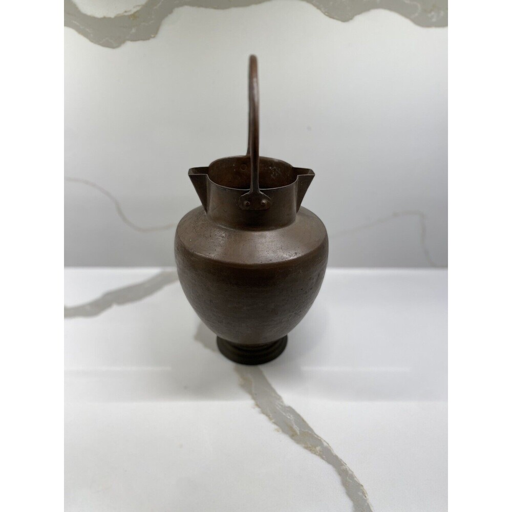 Antique Italian Farmhouse Hammered Copper Hanging 13” Pitcher